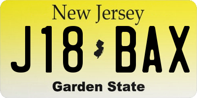 NJ license plate J18BAX