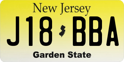 NJ license plate J18BBA
