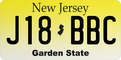 NJ license plate J18BBC
