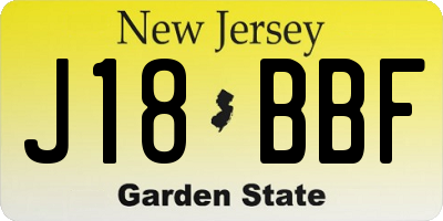 NJ license plate J18BBF