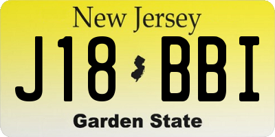 NJ license plate J18BBI