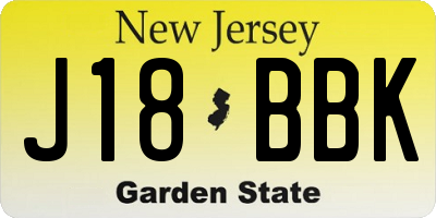 NJ license plate J18BBK