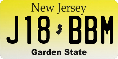 NJ license plate J18BBM