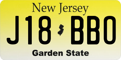NJ license plate J18BBO