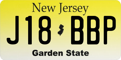 NJ license plate J18BBP