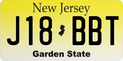 NJ license plate J18BBT