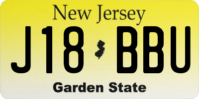 NJ license plate J18BBU