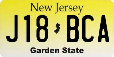 NJ license plate J18BCA