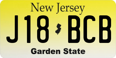 NJ license plate J18BCB