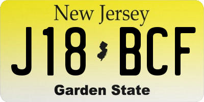 NJ license plate J18BCF