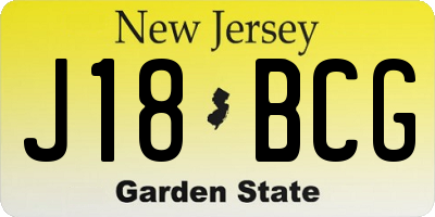 NJ license plate J18BCG