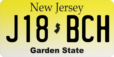 NJ license plate J18BCH