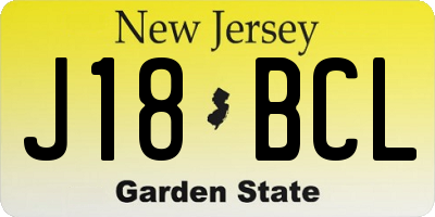 NJ license plate J18BCL