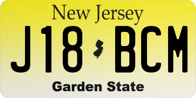 NJ license plate J18BCM