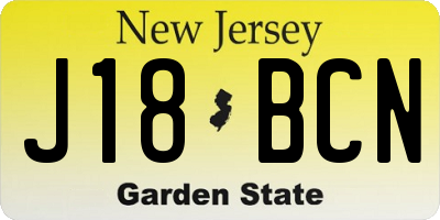 NJ license plate J18BCN
