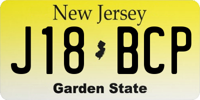 NJ license plate J18BCP