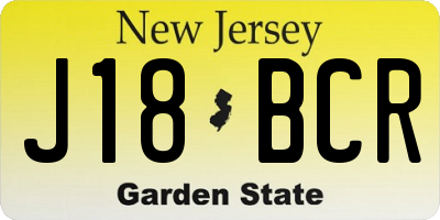 NJ license plate J18BCR