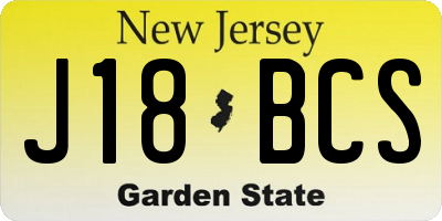 NJ license plate J18BCS