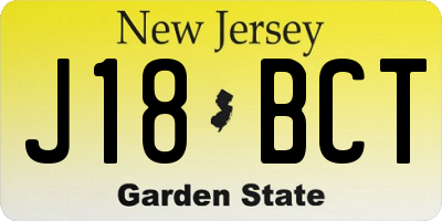 NJ license plate J18BCT