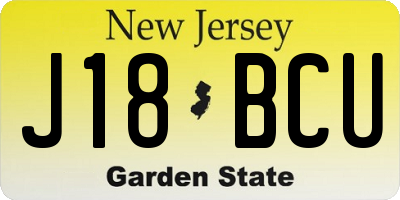 NJ license plate J18BCU