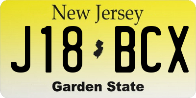 NJ license plate J18BCX