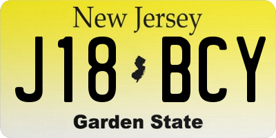NJ license plate J18BCY