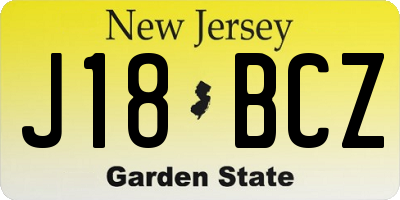 NJ license plate J18BCZ