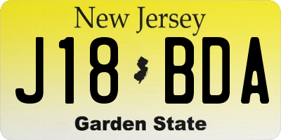 NJ license plate J18BDA