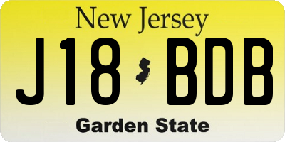NJ license plate J18BDB