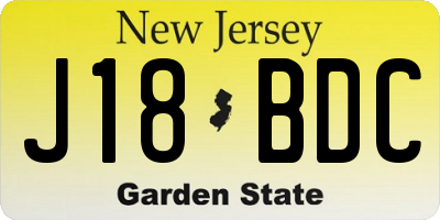 NJ license plate J18BDC