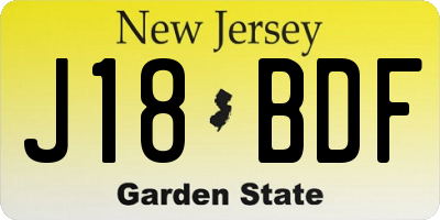 NJ license plate J18BDF