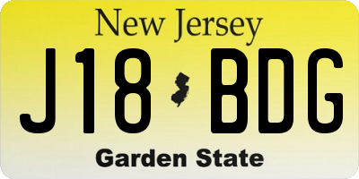NJ license plate J18BDG