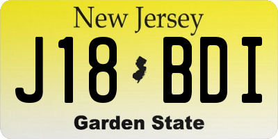NJ license plate J18BDI