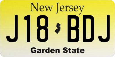 NJ license plate J18BDJ