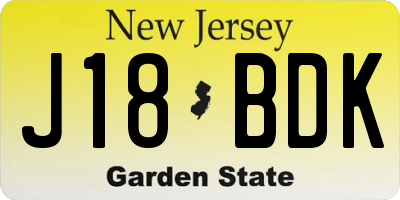 NJ license plate J18BDK