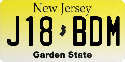 NJ license plate J18BDM