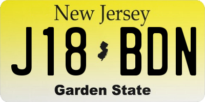 NJ license plate J18BDN