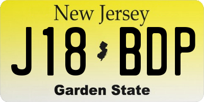 NJ license plate J18BDP