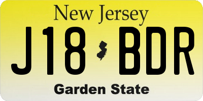 NJ license plate J18BDR