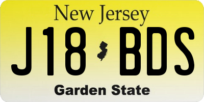NJ license plate J18BDS