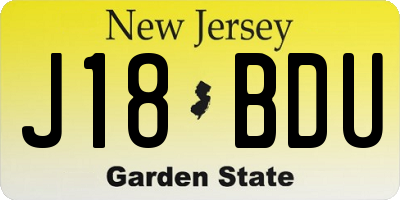 NJ license plate J18BDU