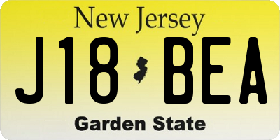 NJ license plate J18BEA