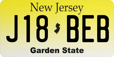 NJ license plate J18BEB