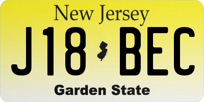 NJ license plate J18BEC