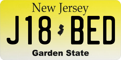 NJ license plate J18BED