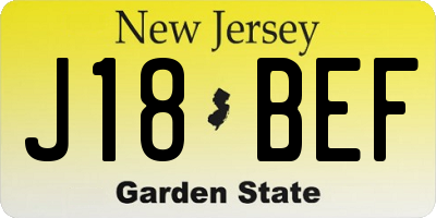 NJ license plate J18BEF