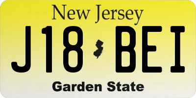 NJ license plate J18BEI