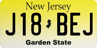 NJ license plate J18BEJ