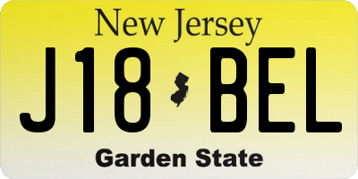 NJ license plate J18BEL