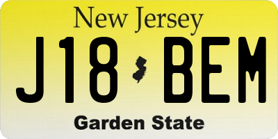 NJ license plate J18BEM